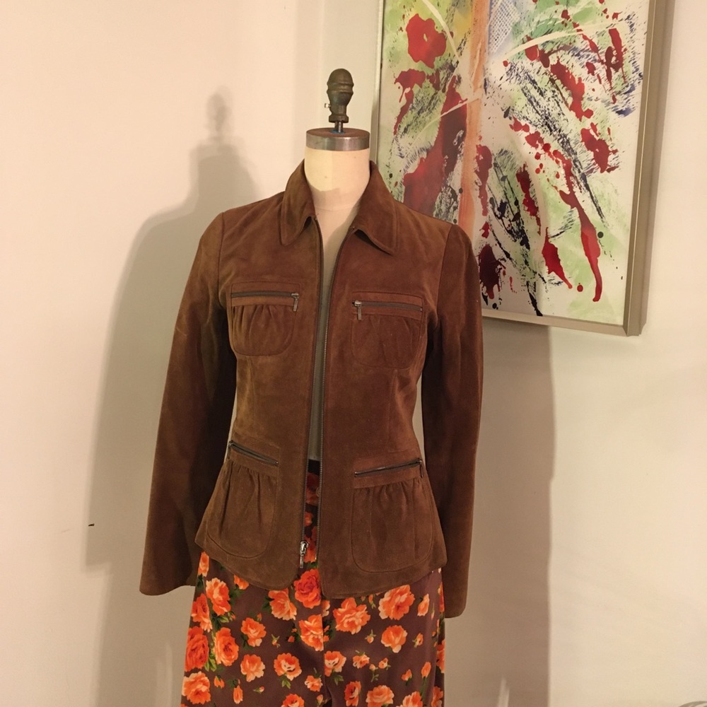 Banana republic suede jacket chocolate brown
